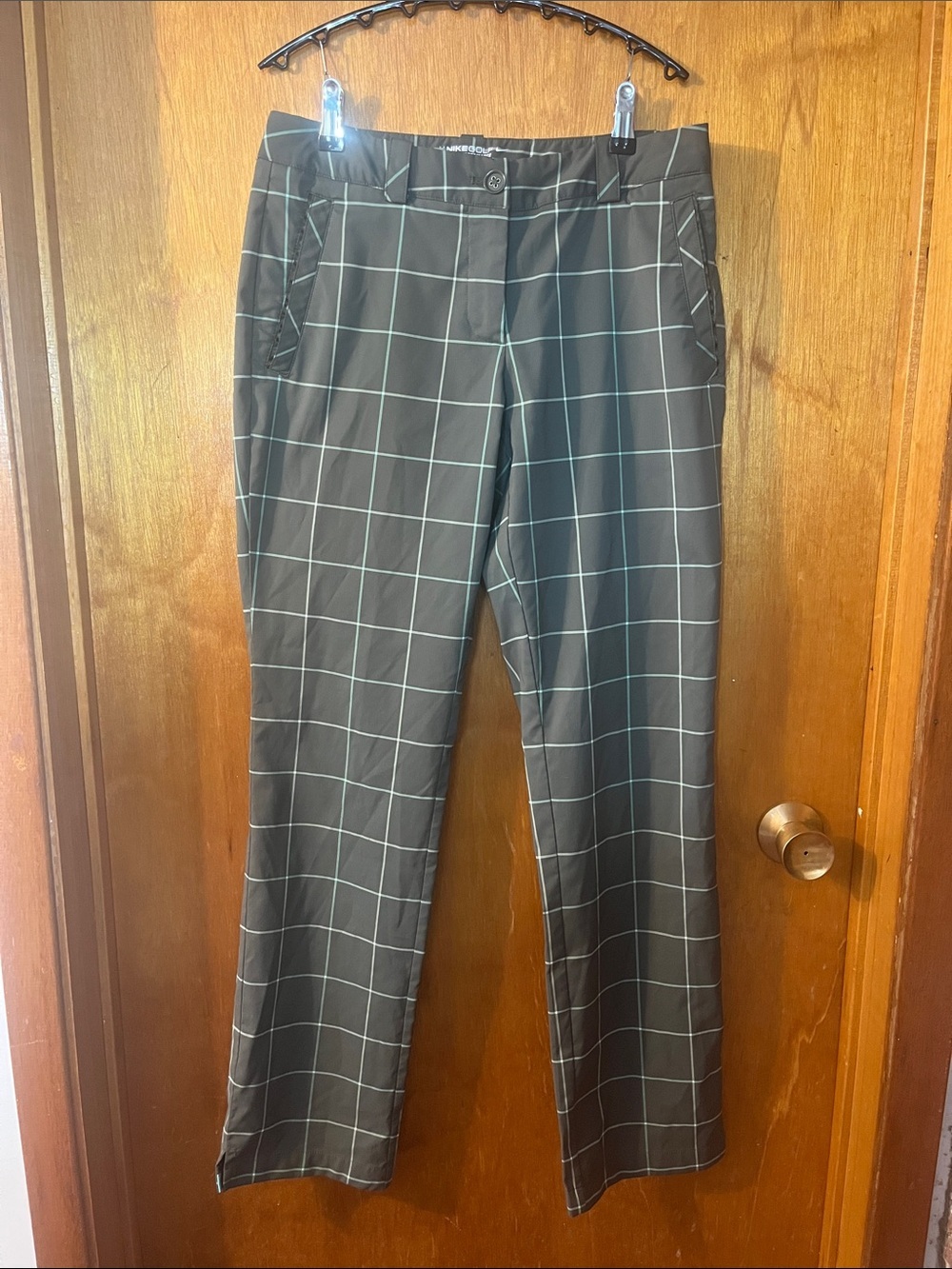 Men’s Nike Green  Golf Pants with Subtle White Windowpane 4 (Small)